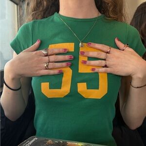 Green and Yellow Graphic Number 55 Baby Tee